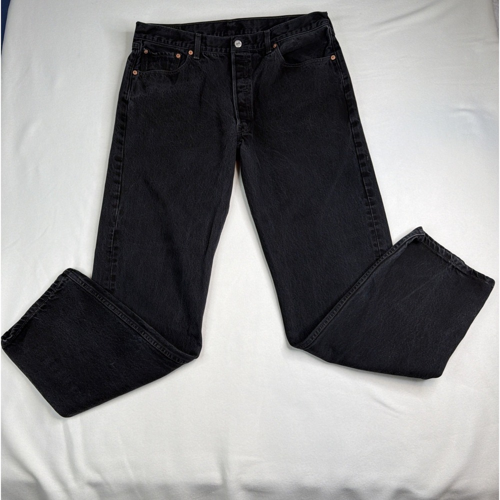 Levi's 501 Jeans Men's 38x34 Black Button Fly Straight Leg Denim Pants